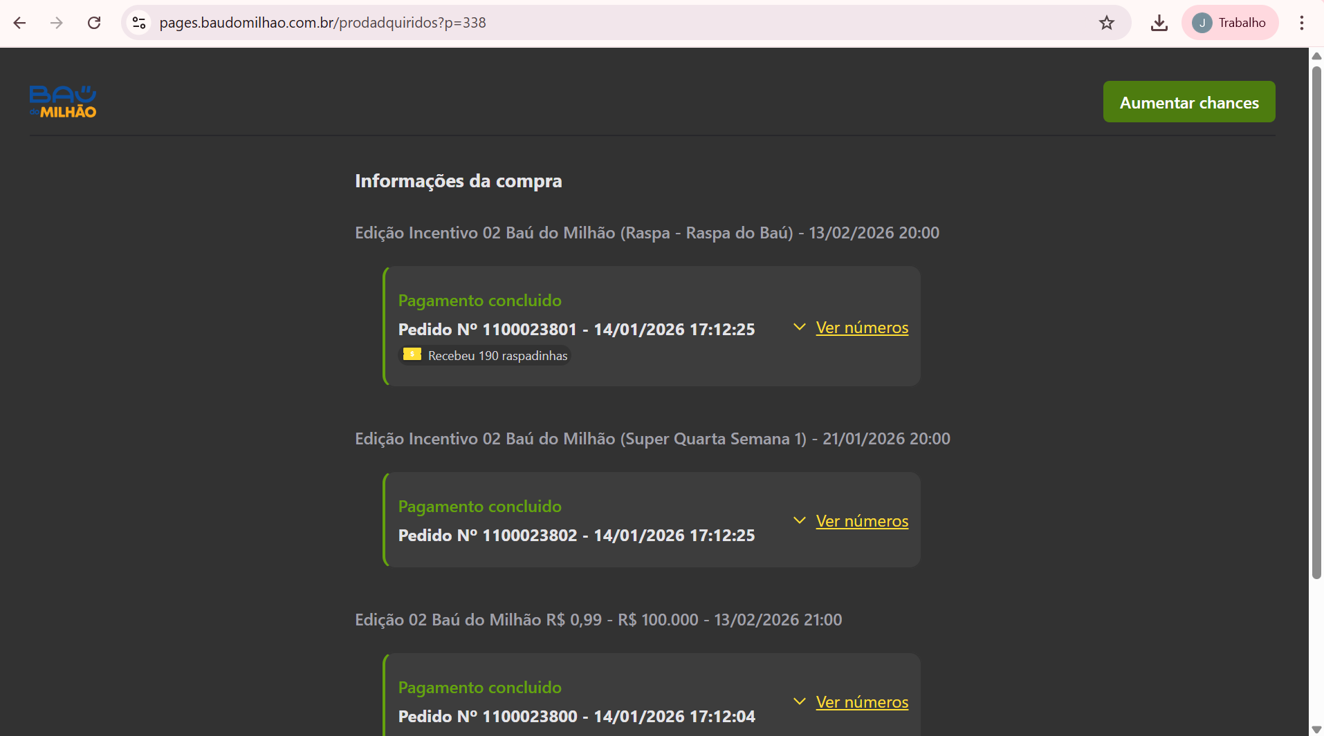 Tela Meus Títulos Completa